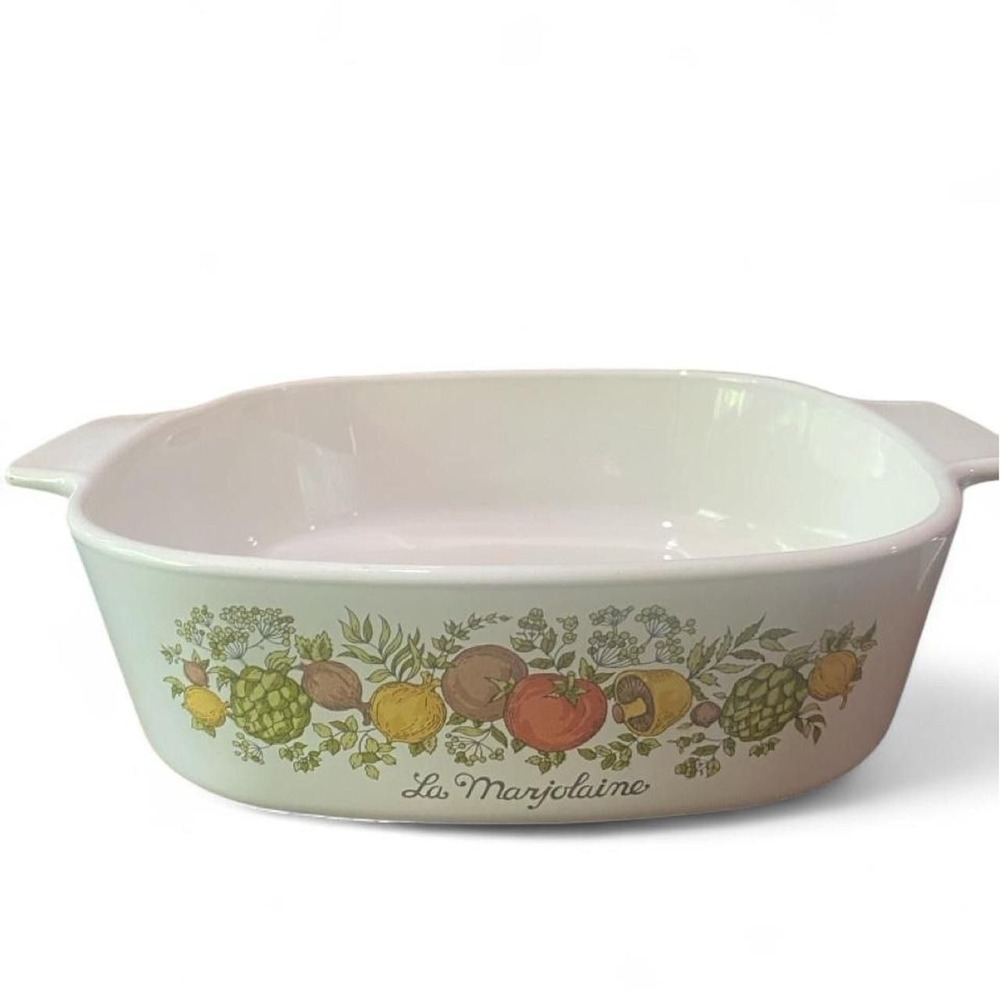 White  Corning Ware La Marjolaine Spice of Life Casserole Dish
